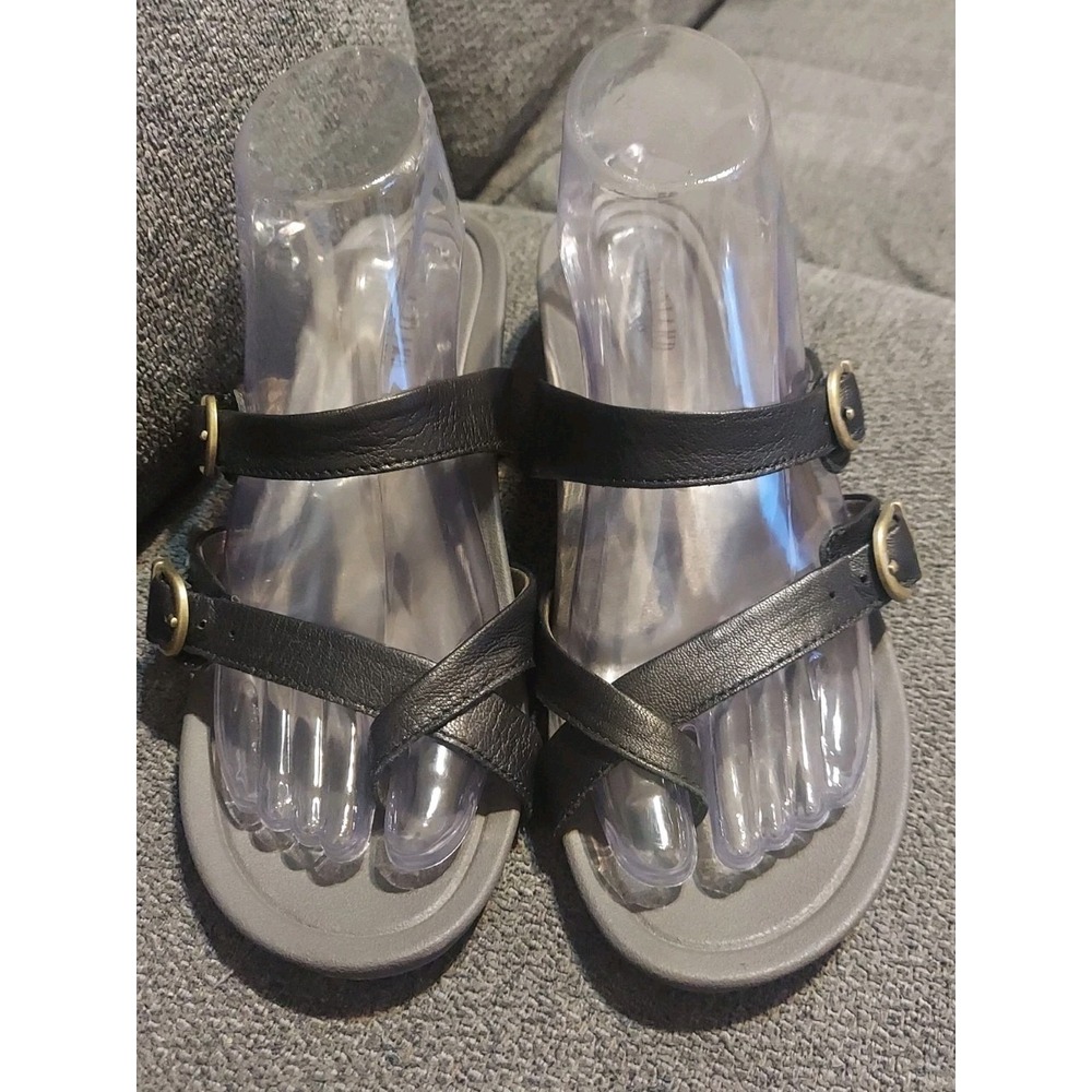 Eastland Hampton Slide Women Black Size 8M Strappy Sandal Toe Boho Y2K Slip On